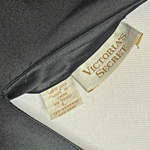 Victoria’s Secret 100% Silk Slip Dress Black Maxi 90s Vintage Bias Cut Size L - Picture 9 of 10